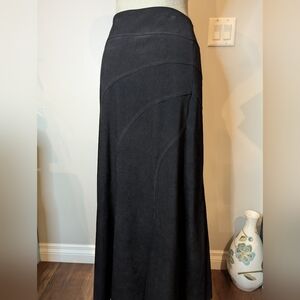 Black Maxi Fit & Flare Skirt By Tribal In Stretch Micro Suede Sz 10